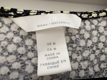 H&M MAMA Long-Sleeve Wrap Dress, Black/Floral, Size M, NWOT, Maternity M (8-10)