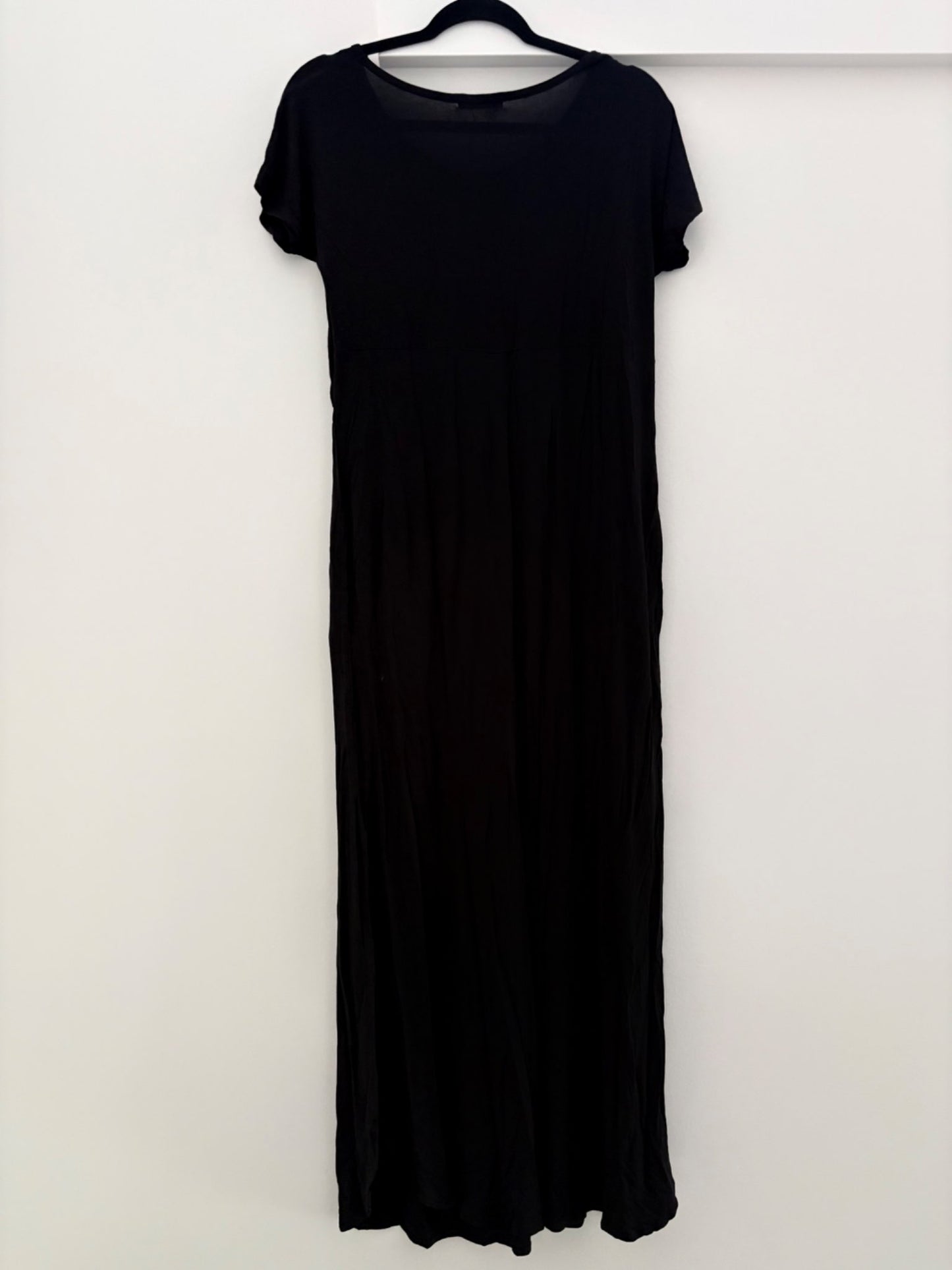 Smallshow Women's Maternity Nursing Split Long Dress for Breastfeeding, Black, Size M, Maternity M (8-10)