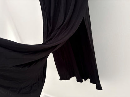 Smallshow Women's Maternity Nursing Split Long Dress for Breastfeeding, Black, Size M, Maternity M (8-10)