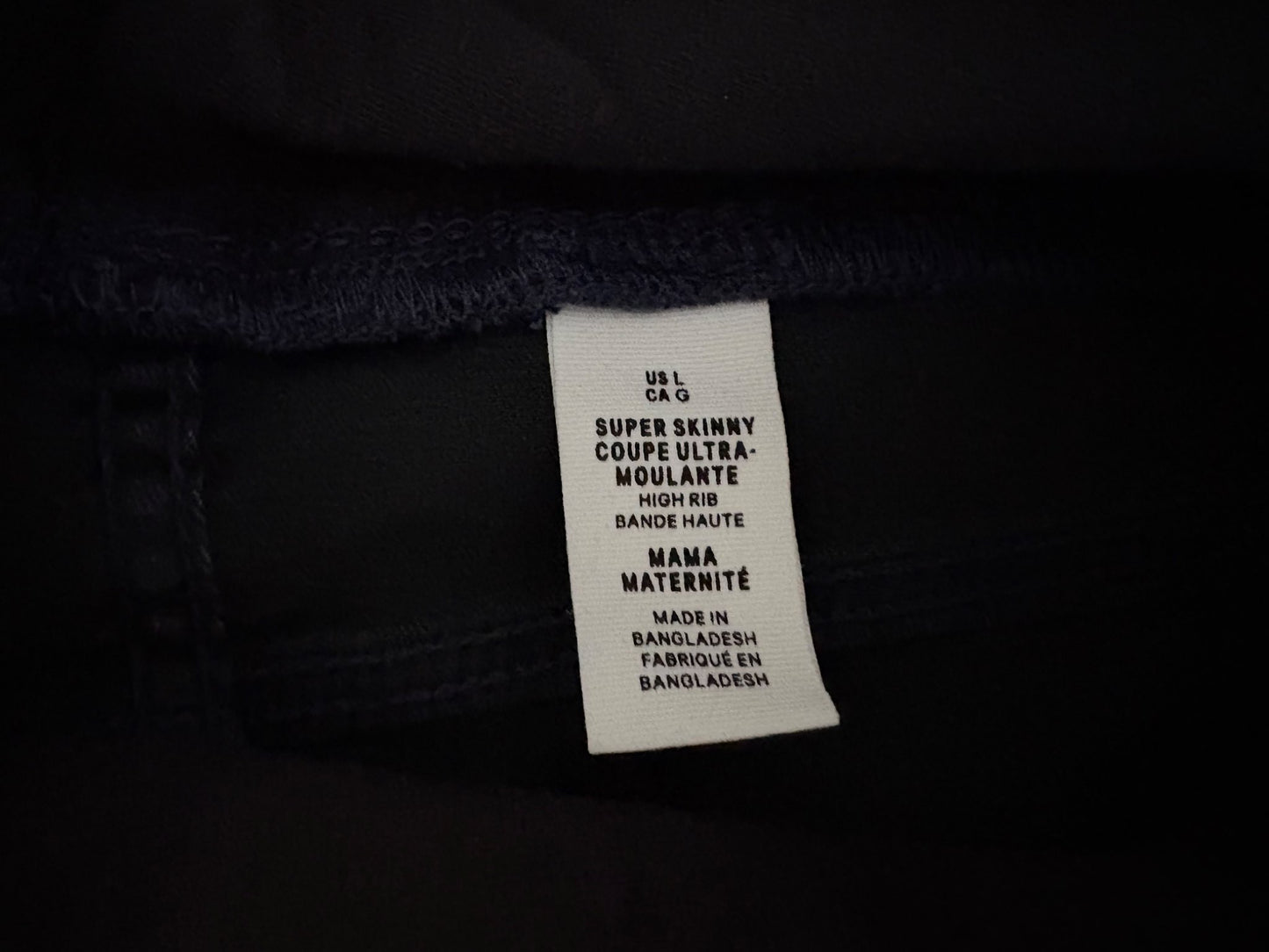 H&M MAMA Super Skinny Jeans, Dark Blue, Size L, NWOT, Maternity L (12-14)