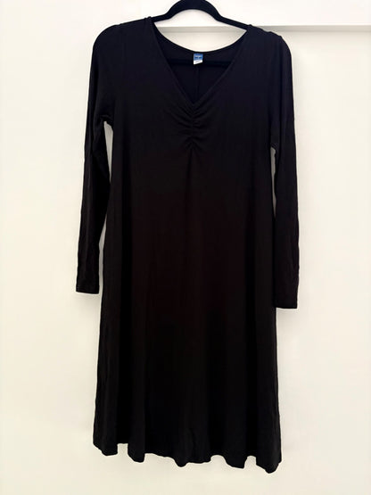 Old Navy Maternity Cinch-Front Long-Sleeve Jersey Swing Dress, Black, Size M, Maternity M (8-10)