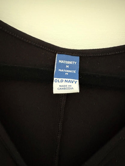 Old Navy Maternity Cinch-Front Long-Sleeve Jersey Swing Dress, Black, Size M, Maternity M (8-10)