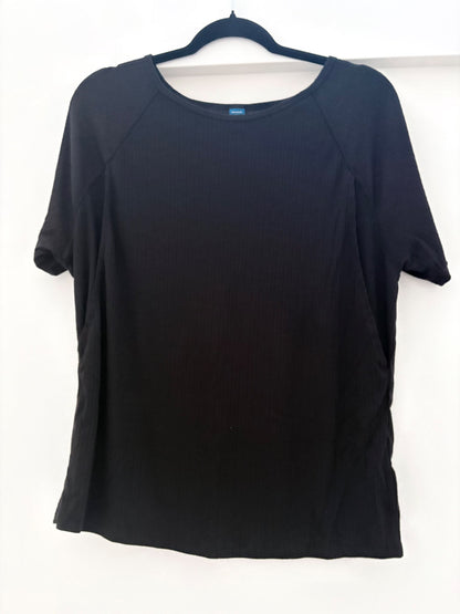 Old Navy Maternity Luxe Ribbed Slub-Knit Nursing T-Shirt, Black, Size M, Maternity M (8-10)