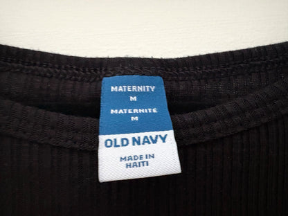 Old Navy Maternity Luxe Ribbed Slub-Knit Nursing T-Shirt, Black, Size M, Maternity M (8-10)