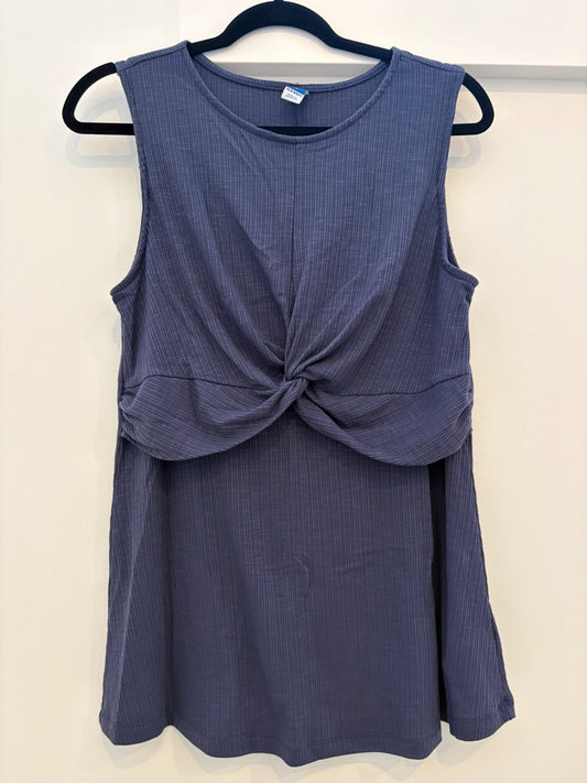 Old Navy Maternity Sleeveless Slub-Knit Twist-Front Double-Layer Nursing T-Shirt, Volcanic Glass, Size M, Maternity M (8-10)