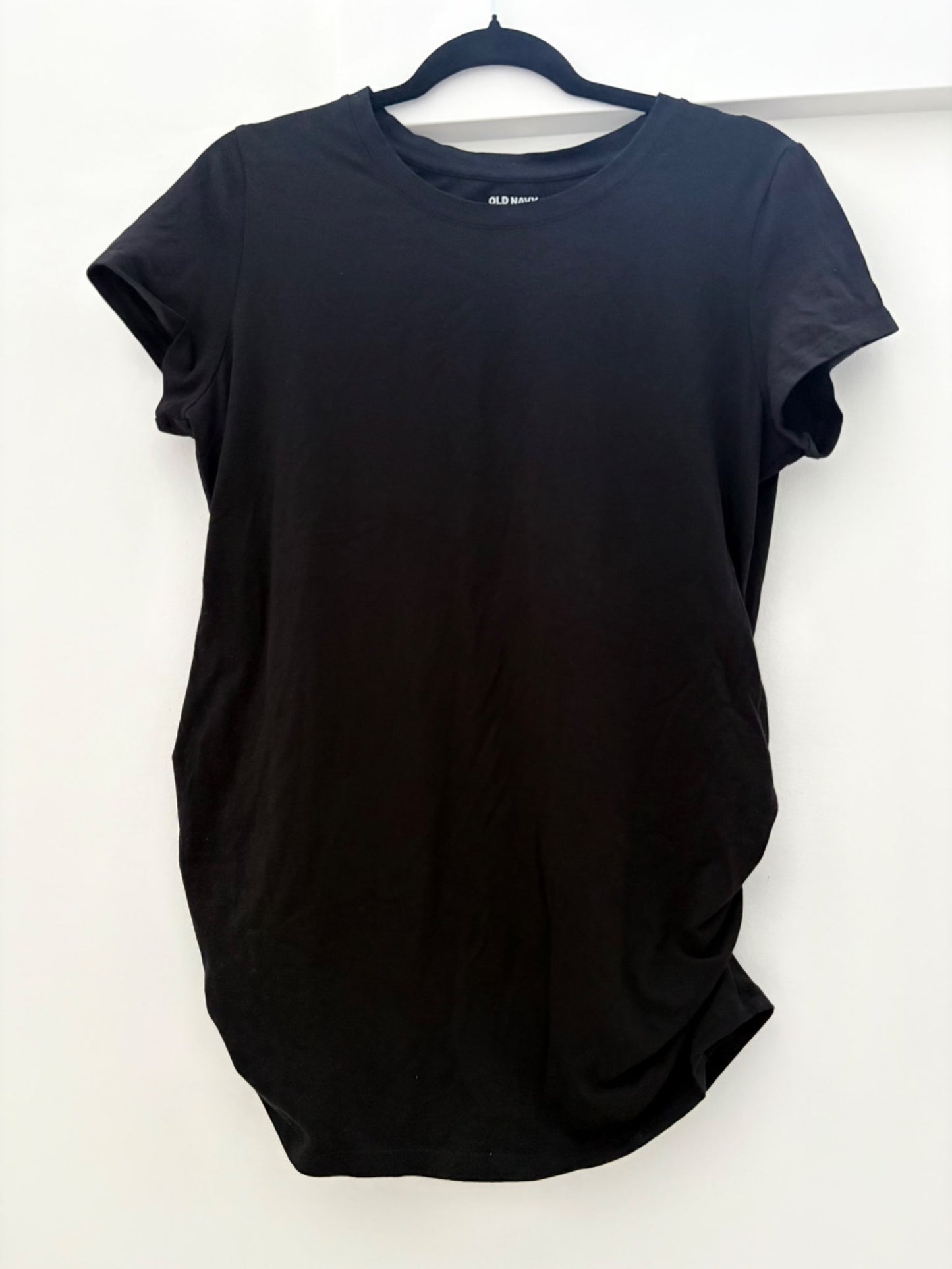 Old Navy Maternity Crew-Neck Side-Shirred T-Shirt, Black, Size L, Maternity L (12-14)