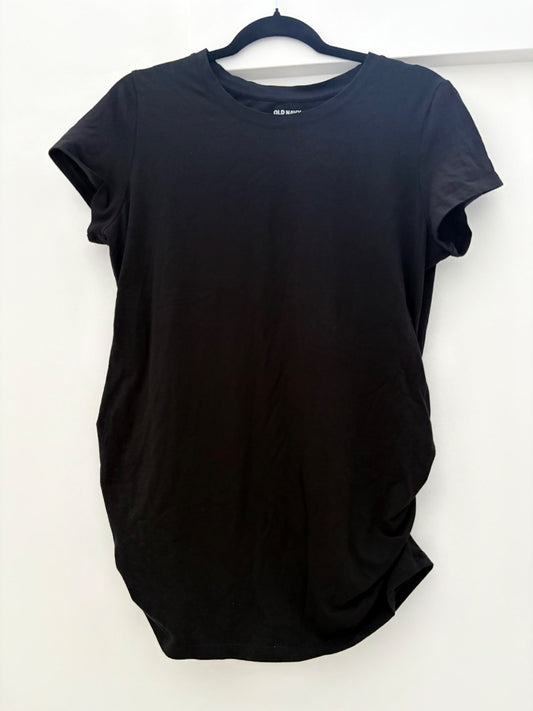 Old Navy Maternity Crew-Neck Side-Shirred T-Shirt, Black, Size L, Maternity L (12-14)