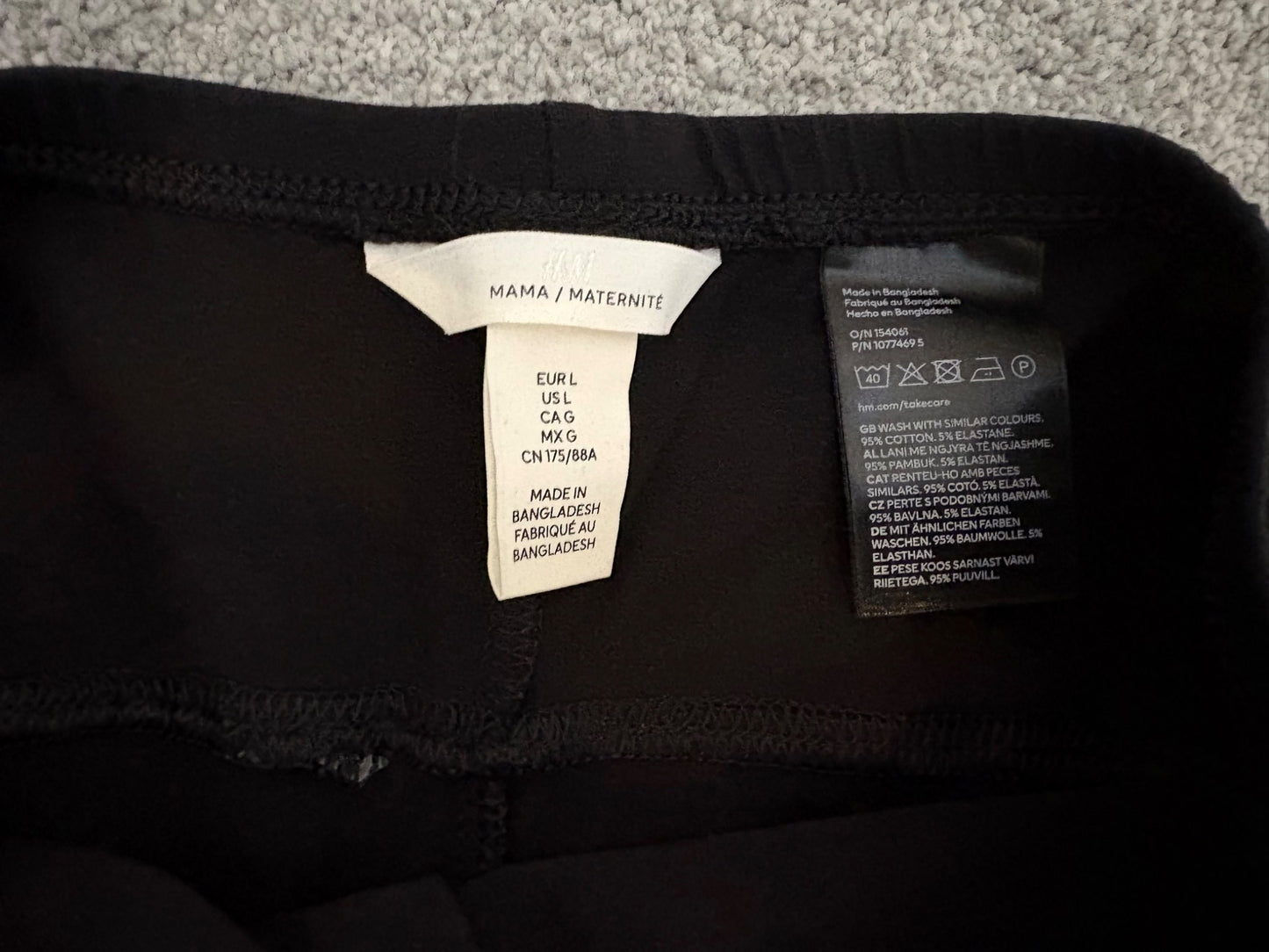 H&M MAMA Crop Leggings, Black, Size L, Maternity L (12-14)