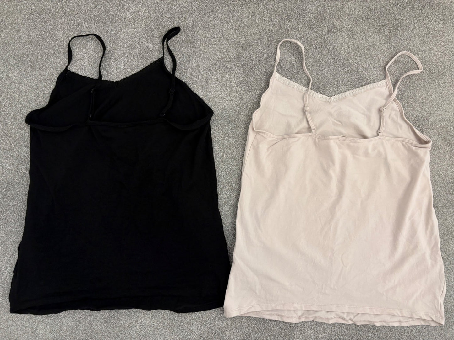 H&M MAMA 2-pack Cotton Tank Tops, Powder Pink/Black, Size L, Maternity L (12-14)