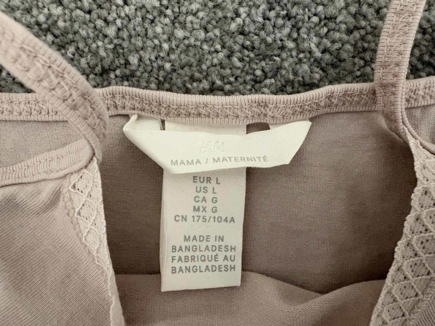 H&M MAMA 2-pack Cotton Tank Tops, Powder Pink/Black, Size L, Maternity L (12-14)