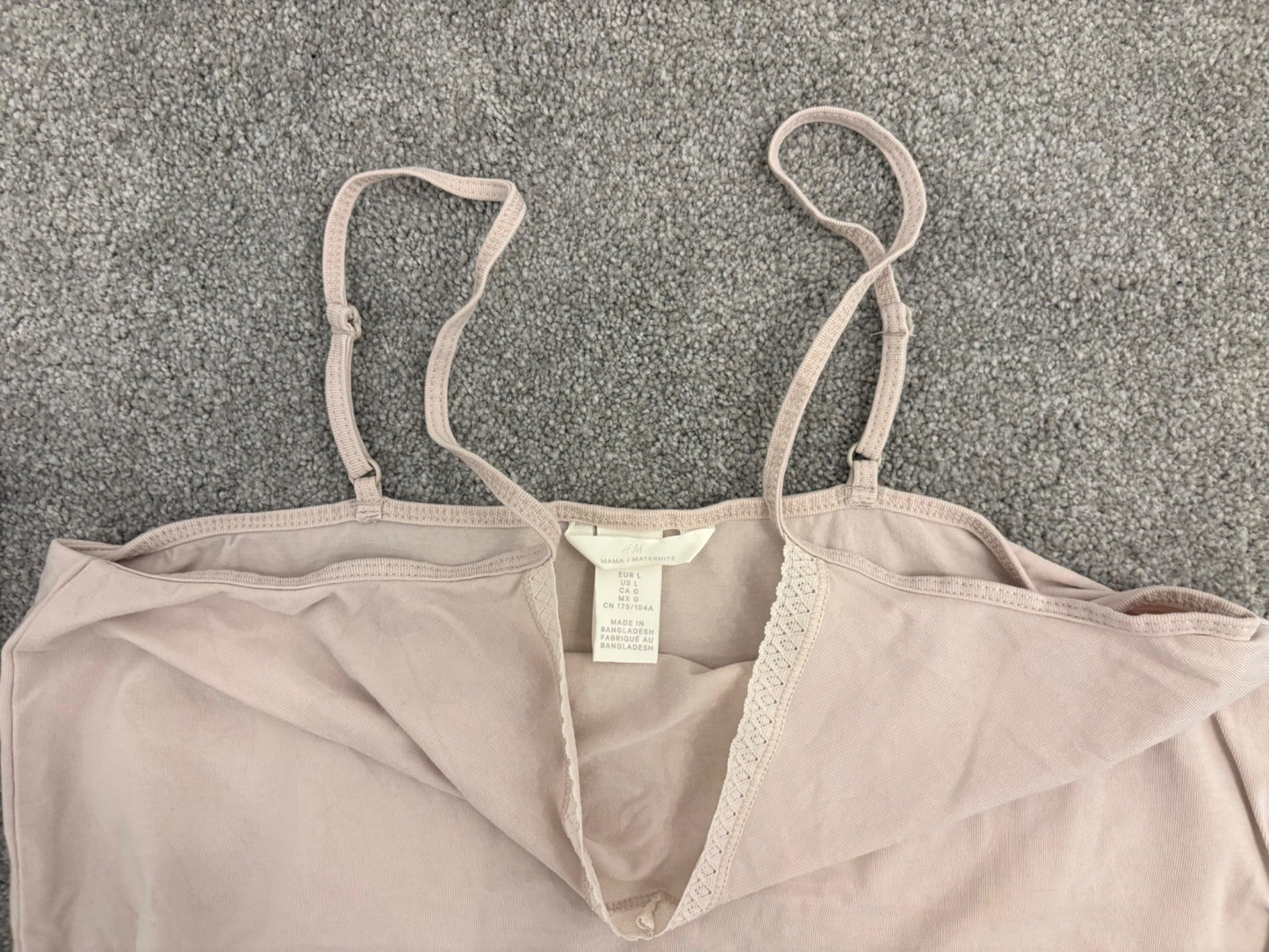 H&M MAMA 2-pack Cotton Tank Tops, Powder Pink/Black, Size L, Maternity L (12-14)