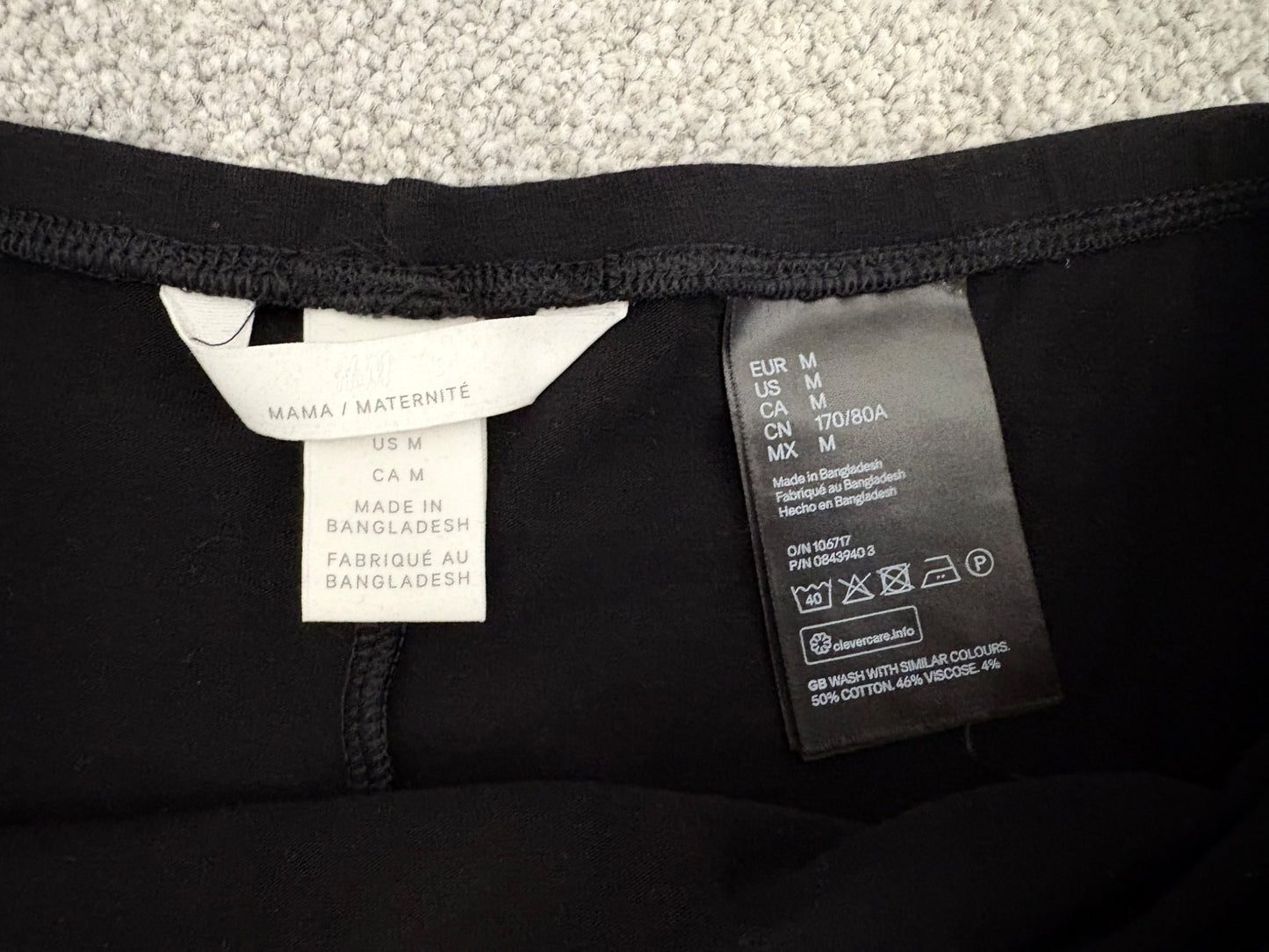 H&M MAMA Jersey Leggings, Black, Size M, Maternity M (8-10)