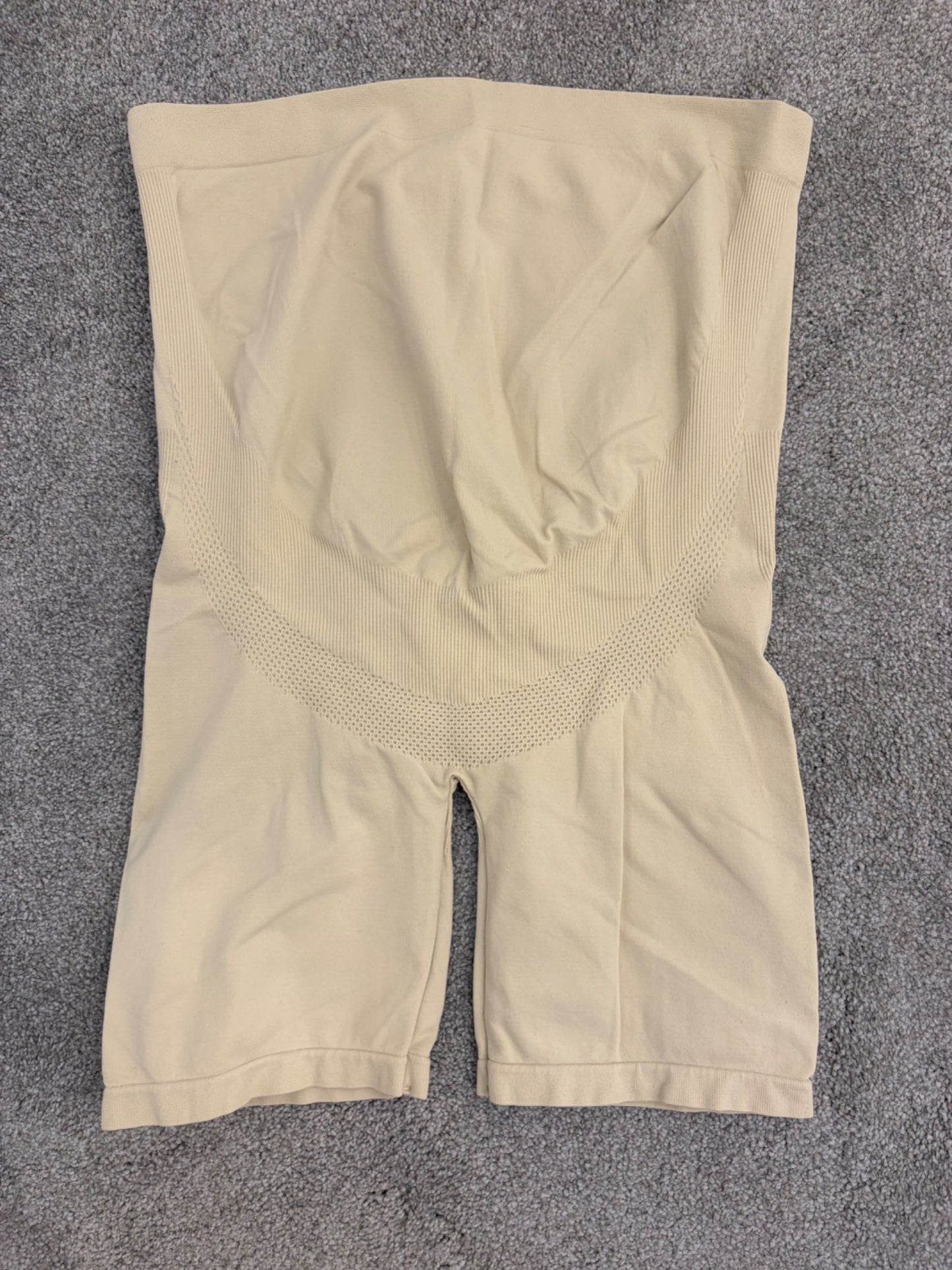 Franato Maternity Shapewear Seamless Pregnancy High Waist Shorts, Beige, Size L, Maternity L (12-14)
