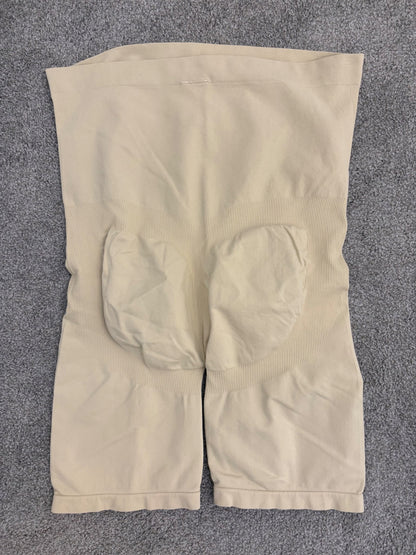 Franato Maternity Shapewear Seamless Pregnancy High Waist Shorts, Beige, Size L, Maternity L (12-14)