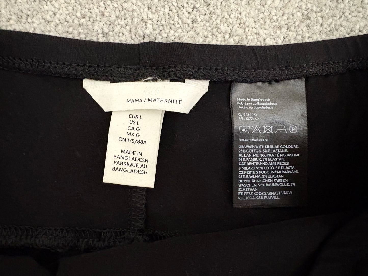 H&M MAMA Crop Leggings (B), Black, Size L, Maternity L (12-14)