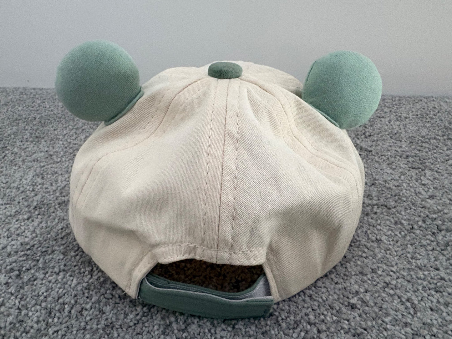 Baby Bear Cap, Green Bear Ears, Adjustable Velcro Back for Sizing