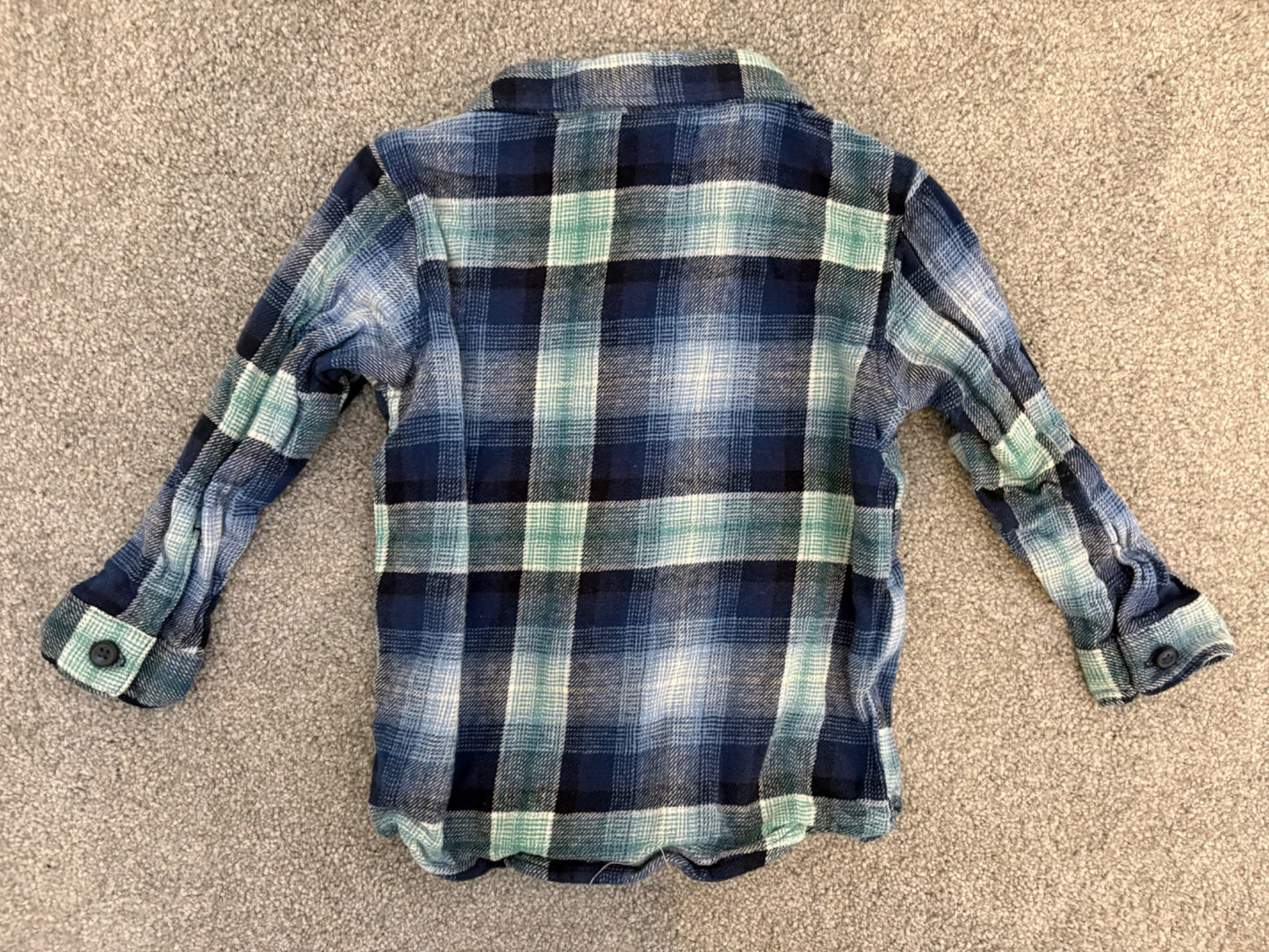 Old Navy Long-Sleeve Plaid Pocket Shirt, Blue Plaid, Size 18-24 months, Kids 24 Month (18-24M)