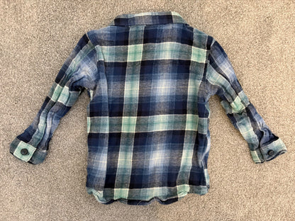 Old Navy Long-Sleeve Plaid Pocket Shirt, Blue Plaid, Size 18-24 months, Kids 24 Month (18-24M)