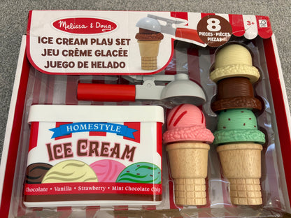 Melissa & Doug Scoop and Stack Ice Cream Cone Wooden Magnetic Pretend Play Food Set, Ages 3+