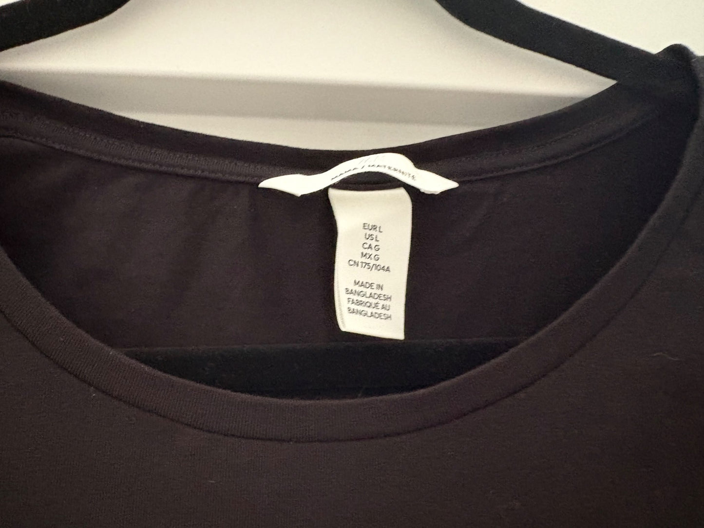 H&M MAMA Cotton T-shirt, Black, Size L, Maternity L (12-14)