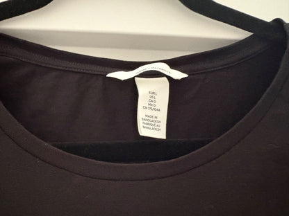 H&M MAMA Cotton T-shirt, Black, Size L, Maternity L (12-14)