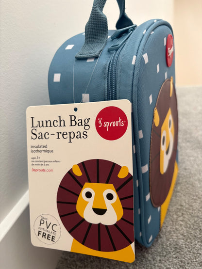 3 Sprouts Insulated Lunch Bag for Kids, Lion, NWT