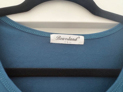 Bearsland Nursing Top Short-Sleeve Scoop Neck Shirt, Vivid Blue, Size L, Maternity L (12-14)