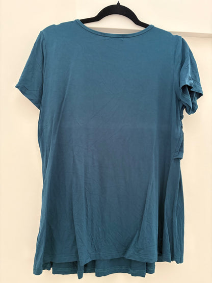 Bearsland Nursing Top Short-Sleeve Scoop Neck Shirt, Vivid Blue, Size L, Maternity L (12-14)
