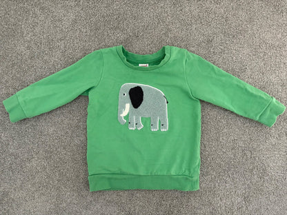Seed Heritage Baby Boy's Chenille Elephant Appliqué Sweater, Green, 12-18 Months, Kids 18 Month (12-18M)