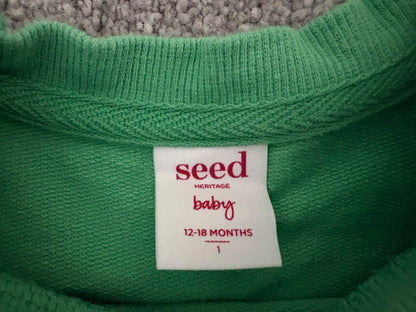 Seed Heritage Baby Boy's Chenille Elephant Appliqué Sweater, Green, 12-18 Months, Kids 18 Month (12-18M)