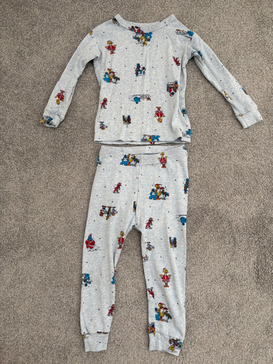 babyGap x Sesame Street 100% Organic Cotton Holiday PJ Set, Light Blue Heather, 2 years, Kids 2T