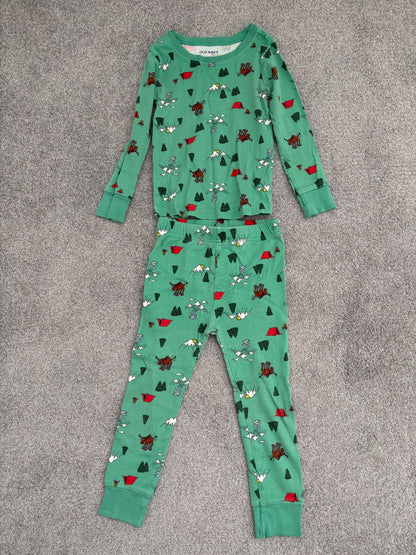 Old Navy Unisex Printed Green Adventures Snug-Fit Pajama Set for Toddler, 3T, Kids 3T