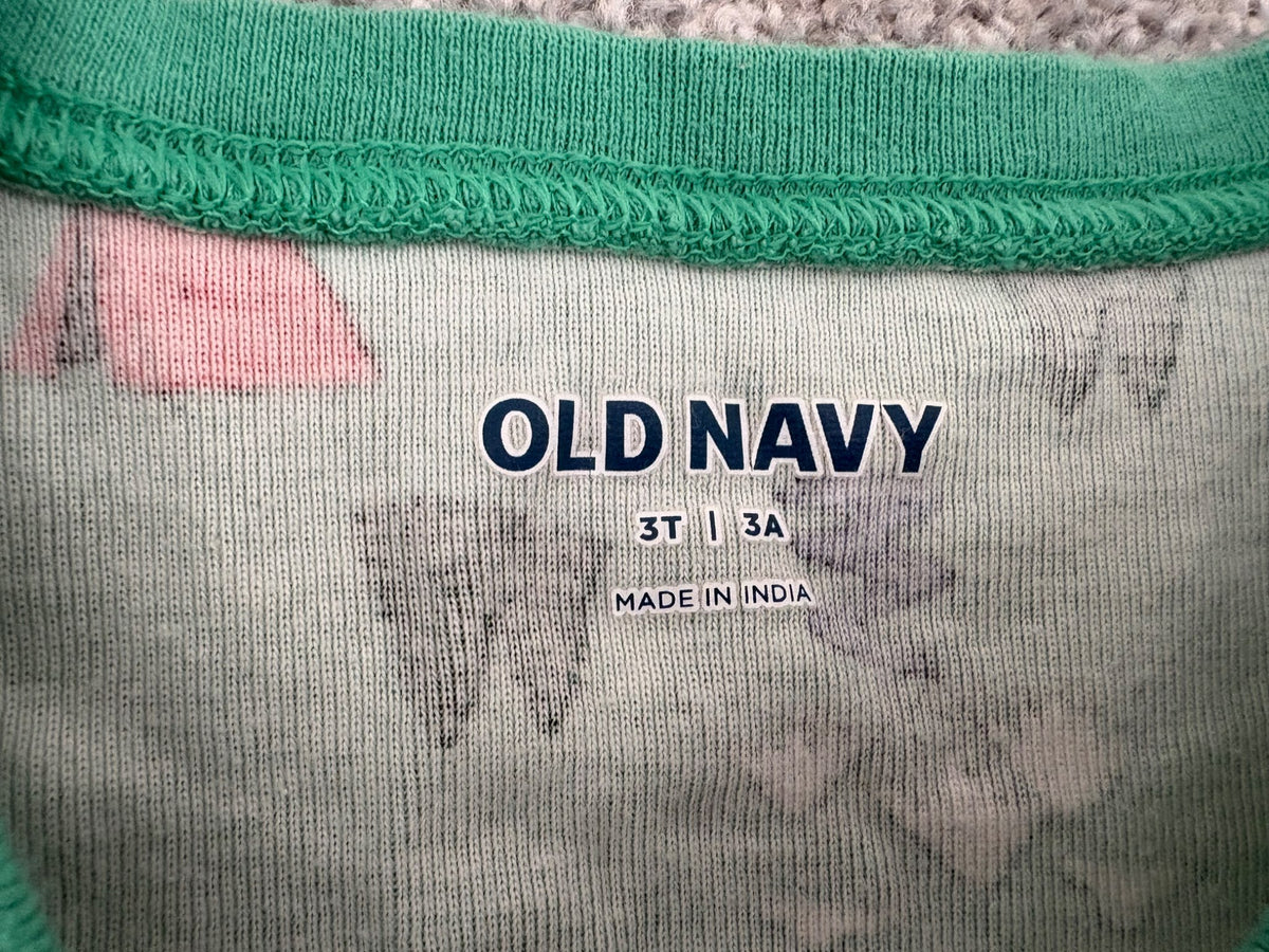 Old Navy Unisex Printed Green Adventures Snug-Fit Pajama Set for Toddler, 3T, Kids 3T