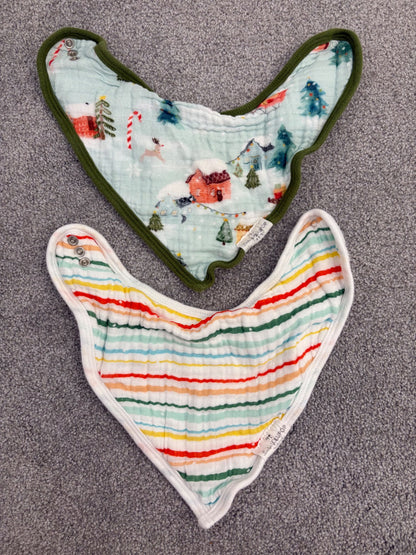 Loulou Lollipop Bandana Bib Set, Merry and Bright, 2 Pack, Ages 3 to 12 months