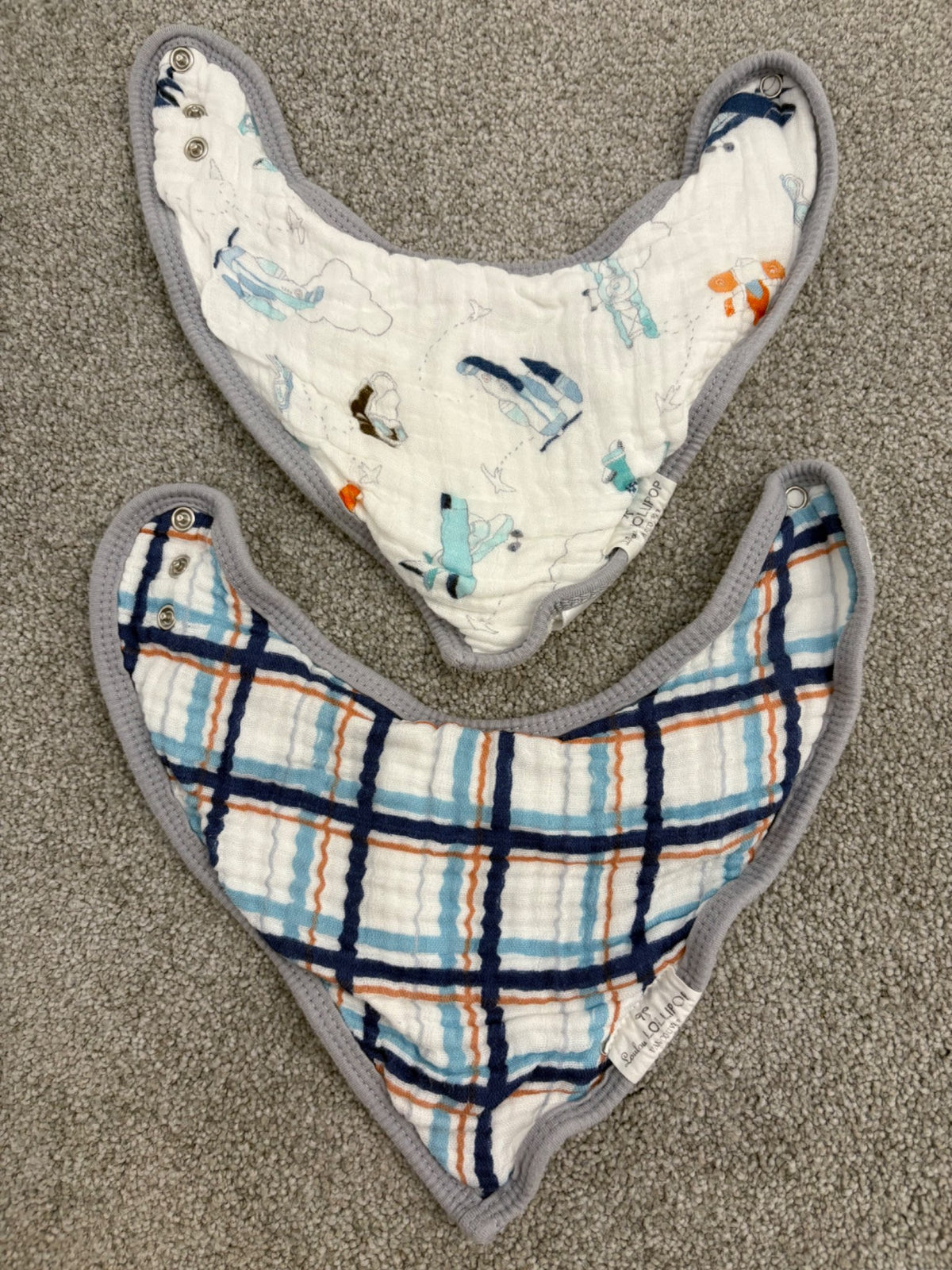 Loulou Lollipop Bandana Bib Set, Born to Fly, 2 Pack, Ages 3 to 12 months