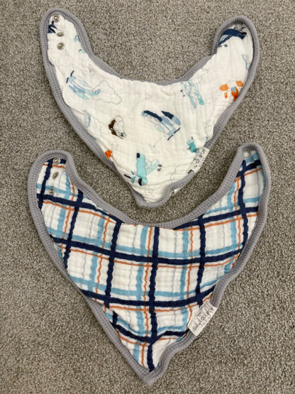 Loulou Lollipop Bandana Bib Set, Born to Fly, 2 Pack, Ages 3 to 12 months