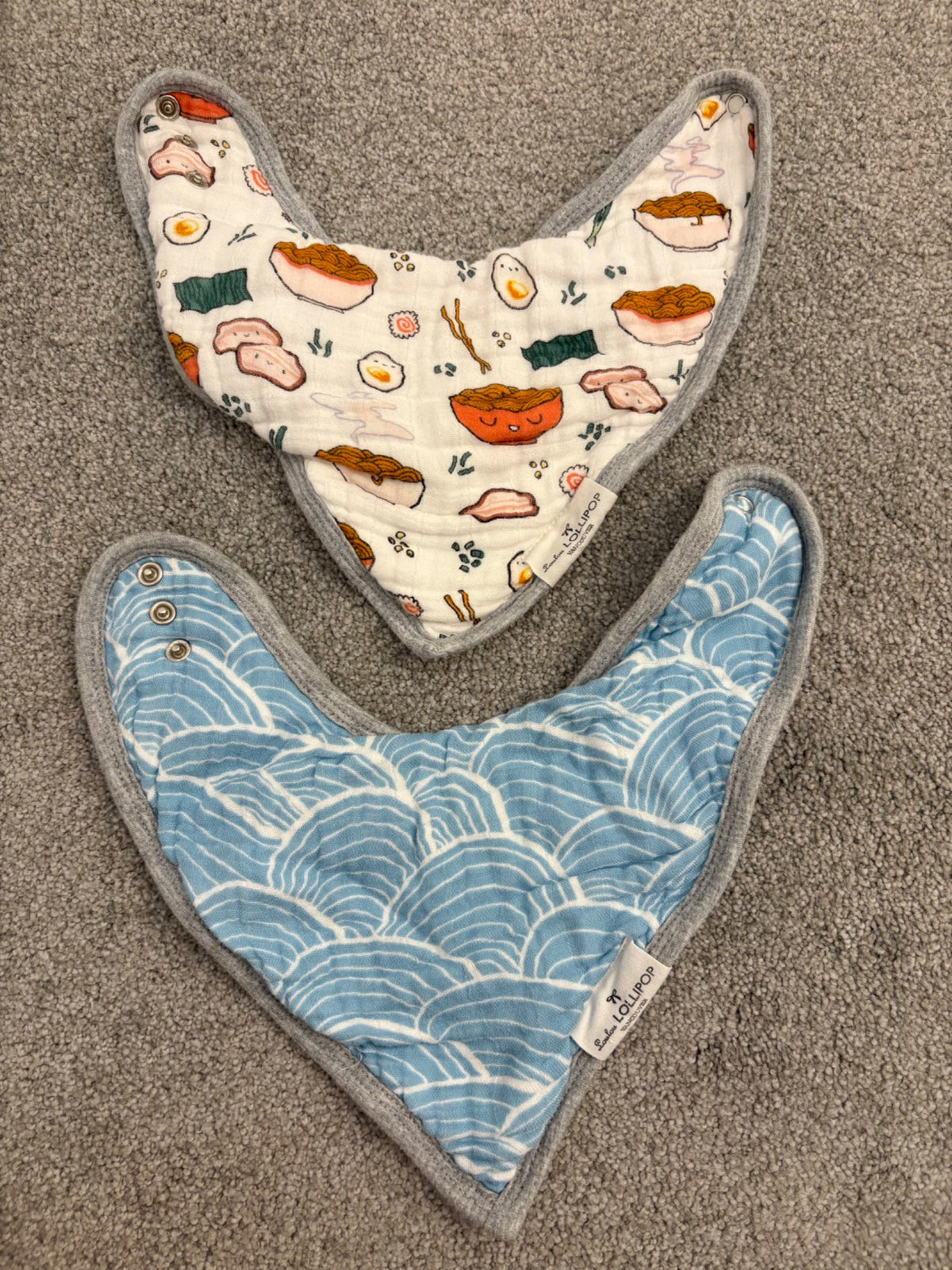 Loulou Lollipop Bandana Bib Set, Ramen, 2 Pack, Ages 3 to 12 months