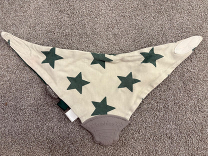 Kushies Chew Bib, Green Stars, Velcro