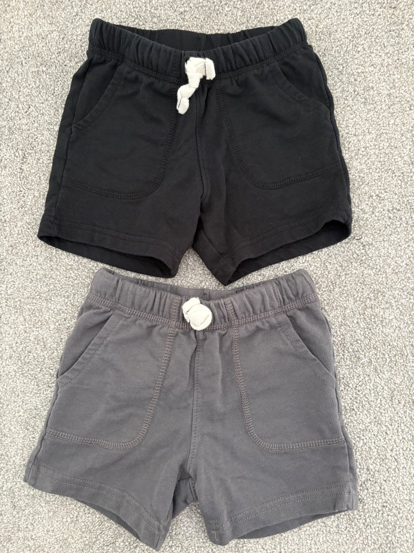 Carter’s 2-Pack French Terry Shorts, Grey & Black, 18 months, Kids 18 Month (12-18M)