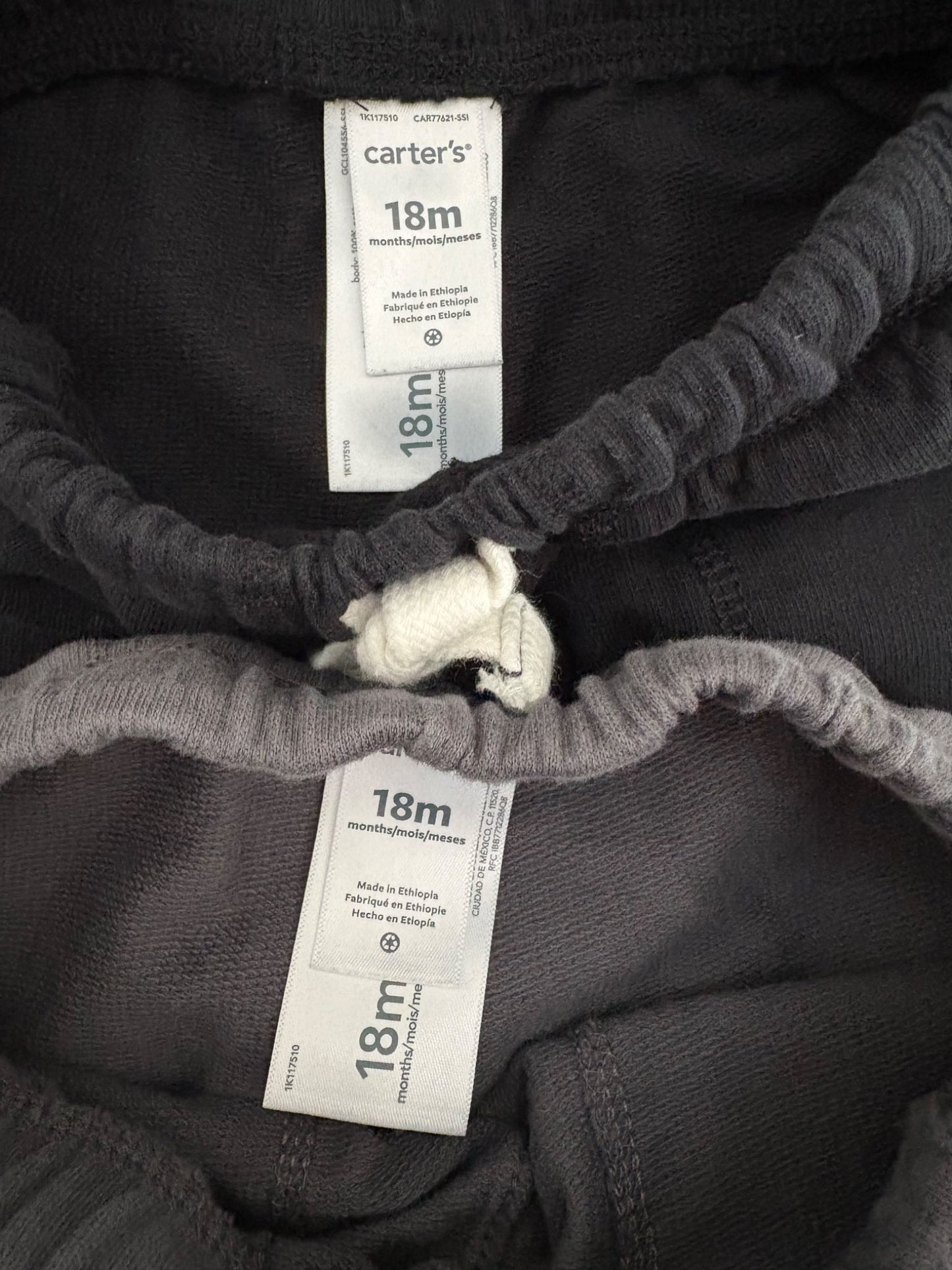 Carter’s 2-Pack French Terry Shorts, Grey & Black, 18 months, Kids 18 Month (12-18M)