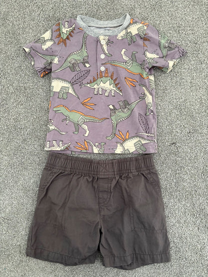 Carter’s 2-Piece Dinosaur Henley Tee & Short Set, 18 months, Kids 18 Month (12-18M)