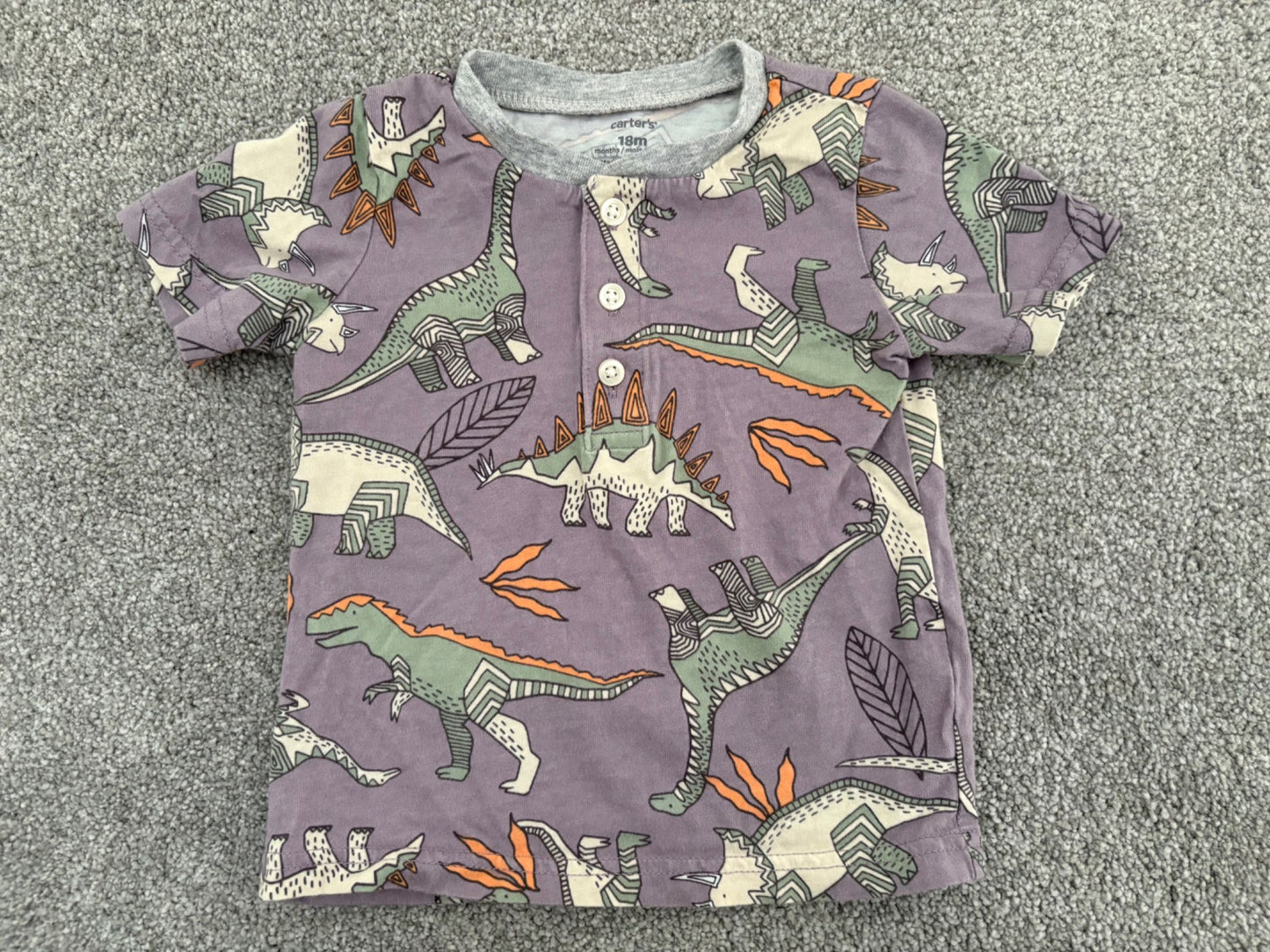 Carter’s 2-Piece Dinosaur Henley Tee & Short Set, 18 months, Kids 18 Month (12-18M)