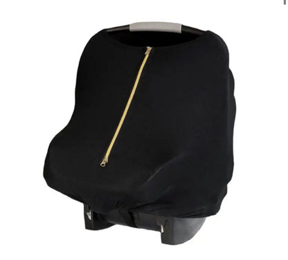 Baby Leaf Car Seat Cover, Black with Gold Zipper