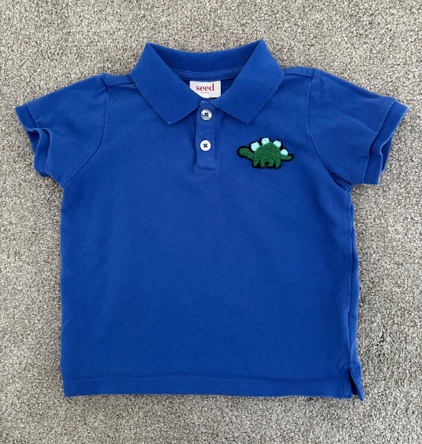 Seed Heritage Little Boy's Dino Patched Polo Top, Blue, Size 2, Kids 2T