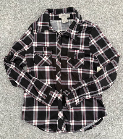 Passport Girl Black/White/Red Long Sleeve Plaid Shirt, NWT, Size 8, Kids 8