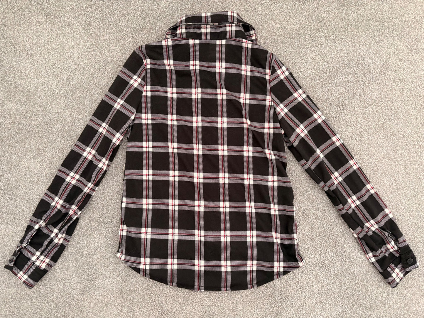 Passport Girl Black/White/Red Long Sleeve Plaid Shirt, NWT, Size 8, Kids 8