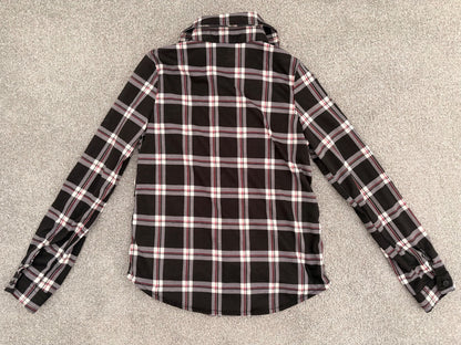 Passport Girl Black/White/Red Long Sleeve Plaid Shirt, NWT, Size 8, Kids 8