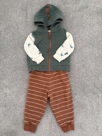 Carter’s 3-Piece Dinosaur Little Vest Set, 12 months, Kids 12 Month (9-12M)