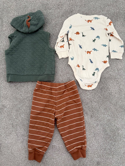 Carter’s 3-Piece Dinosaur Little Vest Set, 12 months, Kids 12 Month (9-12M)