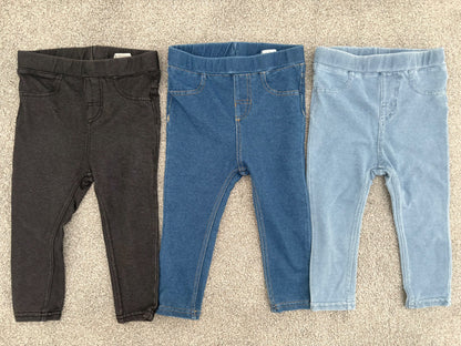 H&M 3-Pack Denim Jeggings, 9-12 months, Kids 12 Month (9-12M)